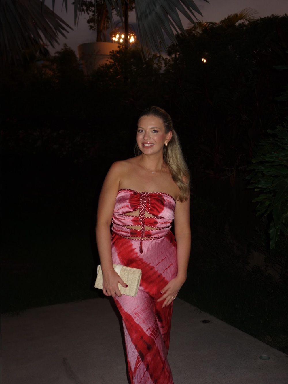 Carolina K Red Tie-Dye Strapless Maxi Dress - Women